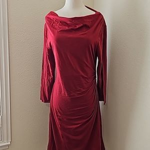 Patagonia Organic Cotton Blend Red Ruched Dress large